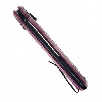 Kunwu Pulsar Folding Knife Tux Purple Textured Ti Handle Plain DLC X705T-3