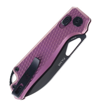 Kunwu Pulsar Folding Knife Tux Purple Textured Ti Handle Plain DLC X705T-3
