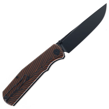 Petrified Fish Lis Folding Knife Button Lock Orange/Black G-Mascus Handle 10CR15COMOV Black Blade PFP14ODMDW
