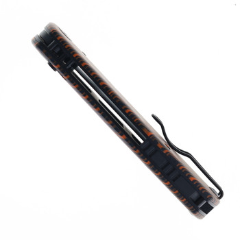 Petrified Fish Lis Folding Knife Button Lock Orange/Black G-Mascus Handle 10CR15COMOV Black Blade PFP14ODMDW
