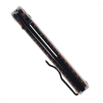 Petrified Fish Lis Folding Knife Button Lock Orange/Black G-Mascus Handle 10CR15COMOV Black Blade PFP14ODMDW