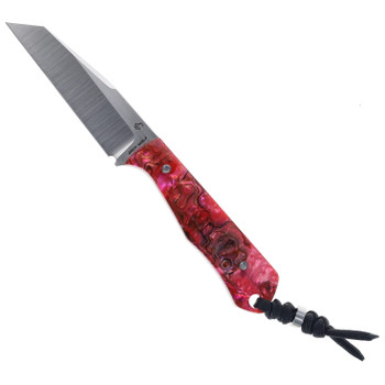 Jack Wolf Knives Collusion Fixed Blade Red Abalone Handle S90V Satin Blade COLLU-01-RED-ABALONE