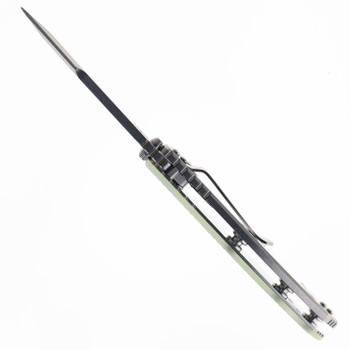 Hinderer Knives XM-18 3.5" Harpoon Spanto Folding Knife Translucent Green G10 & Stonewashed Titanium Handle Magnacut Blade