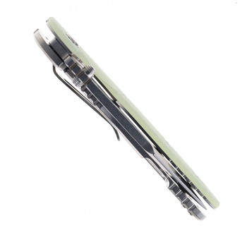 Hinderer Knives XM-18 3.5" Harpoon Spanto Folding Knife Translucent Green G10 & Stonewashed Titanium Handle Magnacut Blade