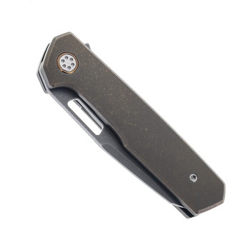 Mechforce & Oeser Nebo Folding Knife Bronze Stoneswashed Titanium Handle Dark Elmax Stonewashed Blade