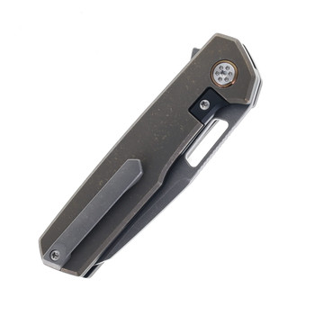 Mechforce & Oeser Nebo Folding Knife Bronze Stoneswashed Titanium Handle Dark Elmax Stonewashed Blade