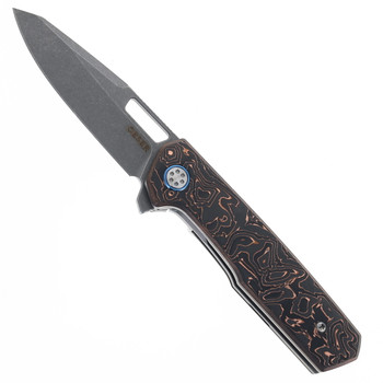 Mechforce & Oeser Nebo Folding Knife Copper Carbon Fiber Handle Dark Elmax Stonewashed Blade
