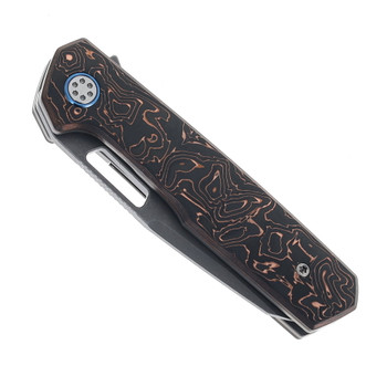 Mechforce & Oeser Nebo Folding Knife Copper Carbon Fiber Handle Dark Elmax Stonewashed Blade