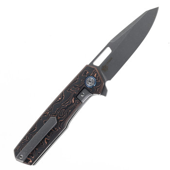 Mechforce & Oeser Nebo Folding Knife Copper Carbon Fiber Handle Dark Elmax Stonewashed Blade