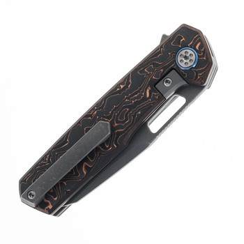 Mechforce & Oeser Nebo Folding Knife Copper Carbon Fiber Handle Dark Elmax Stonewashed Blade