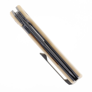 Mechforce & Oeser Nebo Folding Knife Antique Linen Micarta Handle Dark Elmax Stonewashed Blade