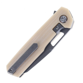 Mechforce & Oeser Nebo Folding Knife Antique Linen Micarta Handle Dark Elmax Stonewashed Blade