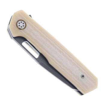 Mechforce & Oeser Nebo Folding Knife Antique Linen Micarta Handle Dark Elmax Stonewashed Blade