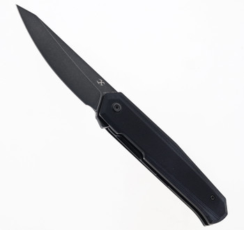 Kansept Integra Folding Knife Black G10 Handle 154CM Plain Edge Black Stonewash Finish T1042A2