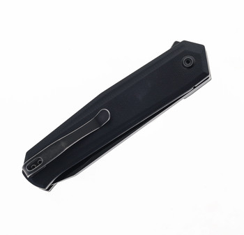 Kansept Integra Folding Knife Black G10 Handle 154CM Plain Edge Black Stonewash Finish T1042A2