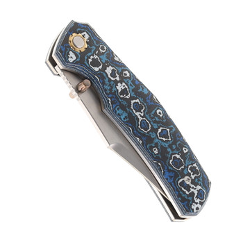 North Mountain Blades Jellyfish 4th Generation Folding Knife Blue Carbon Fiber Handle M390 Plain Edge Hand Polish Finish NMB-JLLY-POLISH-BLU-CF