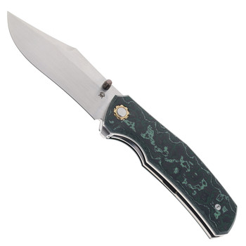 North Mountain Blades Jellyfish 4th Generation Folding Knife Green Carbon Fiber Handle M390 Plain Edge Hand Polish Finish NMB-JLLY-POLISH-GRN-CF