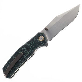 North Mountain Blades Jellyfish 4th Generation Folding Knife Green Carbon Fiber Handle M390 Plain Edge Hand Polish Finish NMB-JLLY-POLISH-GRN-CF