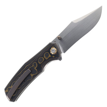 North Mountain Blades Jellyfish 4th Generation Folding Knife Copper Carbon Fiber Handle M390 Plain Edge Hand Polish Finish NMB-JLLY-POLISH-CPPR-CF