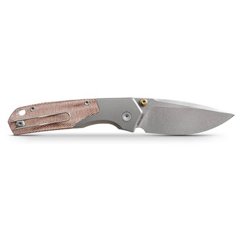 Vosteed Psyop Folding Knife Red Norplex UltreX Micarta Handle S35VN Drop Point Plain Edge Stonewash Finish A2217