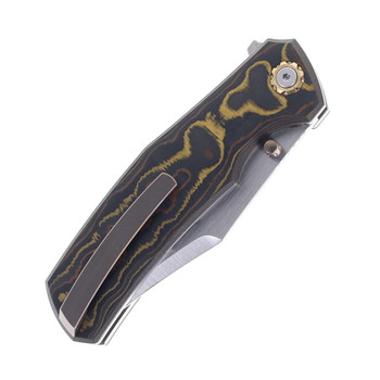 North Mountain Blades Jellyfish 4th Generation Folding Knife Copper Carbon Fiber Handle M390 Thin Compound Grind Plain Edge NMB-JLLY-COMGINDTHIN-CPPR-CF