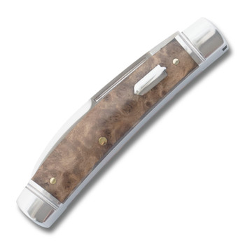 Rosecraft Blades Mud Creek Congress Folding Knife Green Burlwood Handle D2 Wharncliffe Plain Edge RCT028-BRL