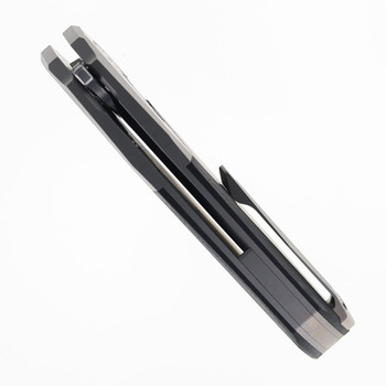 Two Sun Folding Knife Blue Carbon Fiber  Handle 14C28N Plain Edge Stonewash Finish TS592-14c28n-CF