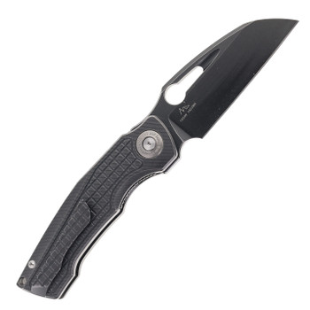 TwoSun Folding Knife Black Titanium Handle 14C28N Plain Black Blade TS559-Black