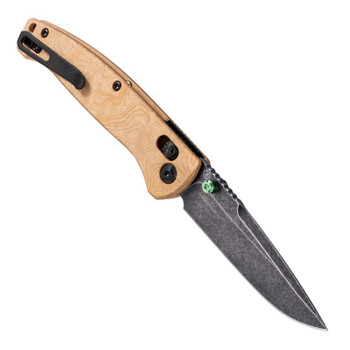 Hogue Mysto Folding Knife Maple Valley Richlite Handle Magnacut Plain Edge Black Stonewash Finish 24459