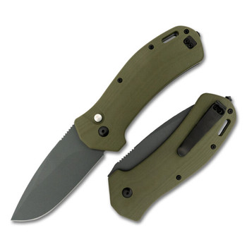 RoseCraft MA-12 Folding Knife OD Green G10 Handle AUS-10 Drop Point Plain Black Blade RCM021-OD