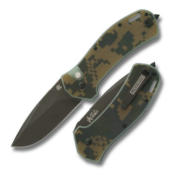 RoseCraft MA-12 Folding Knife Digi Camo G10 Handle AUS-10 Drop Point Plain Black Blade RCM021-CM
