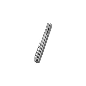 KB Pyramid Folding Knife Gray Titanium Handle M390 Tanto Point