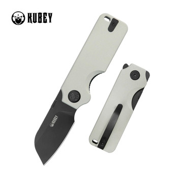 Kubey Boxer Folding Knife White G10 Handle 14C28N Sheepsfoot Plain Edge Blackwash Finish KU407E Kubey Boxer Folding Knife White G10 Handle 14C28N Sheepsfoot Plain Edge Blackwash Finish KU407E