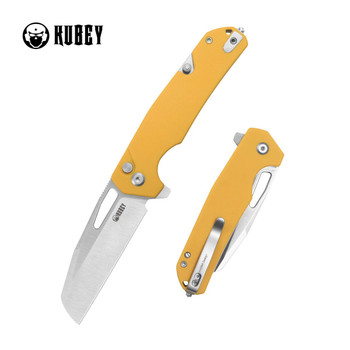 Kubey 10-8 Folding Knife Yellow G10 Handle 14C28N Sheepsfoot Plain Edge Satin Finish KU363C Kubey 10-8 Folding Knife Yellow G10 Handle 14C28N Sheepsfoot Plain Edge Satin Finish KU363C