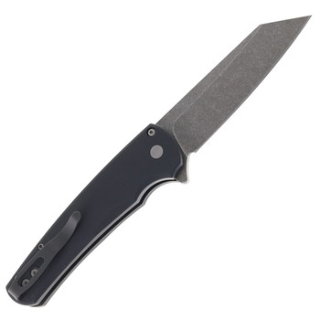 Pro-Tech Malibu Folding Knife Smooth Black Aluminum Handle Magnacut Reverse Tanto Plain Edge Acid Wash Finish 5401-AW