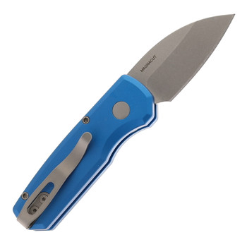 Pro-Tech Runt 5 Automatic Knife Blue Aluminum Handle Magnacut Wharncliffe Plain Edge Stonewash Finish R5301-BLUE Pro-Tech Runt 5 Automatic Knife Blue Aluminum Handle Magnacut Wharncliffe Plain Edge Stonewash Finish R5301-BLUE