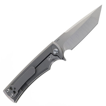 Chaves Knives Liberation Street Integral Titanium Handle Folding Knife M390 Belt Finish Satin Tanto Blade