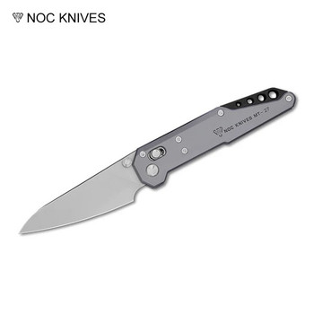 NOC Knives Dark Feather Folding Knife Gray Titanium Handle M390 Plain Edge MT27-03