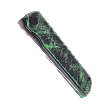 North Mountain Blades Folding Knife Distressed Green Cerakote Titanium Handle ZDP-189 Plain Edge Chop-Class Polish Dis Green