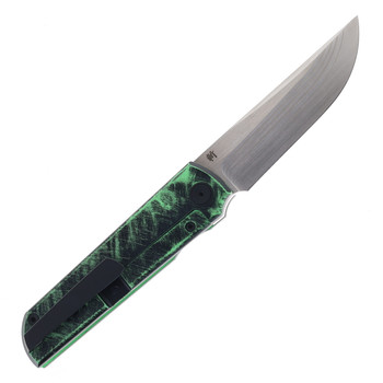 North Mountain Blades Folding Knife Distressed Green Cerakote Titanium Handle ZDP-189 Plain Edge Chop-Class Polish Dis Green