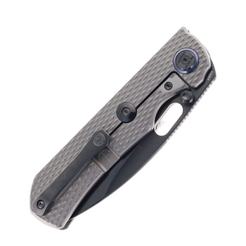 Kunwu Excalibur Reverse Tux Folding Knife Gray Textured Titanium Handle Vanax DLC Blade K709T-3