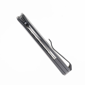 Vero Engineering Lux 3.3 Flipper Folding Knife Titanium Stonwash Handle M390 Belt Satin Blade