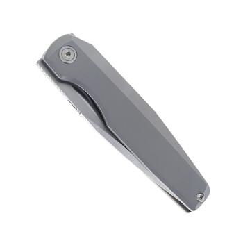 Vero Engineering Lux 3.3 Flipper Folding Knife Titanium Stonwash Handle M390 Belt Satin Blade