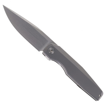 Vero Engineering Lux 3.3  Flipper Folding Knife Titanium Stonwash Handle M390 Hand Satin Blade