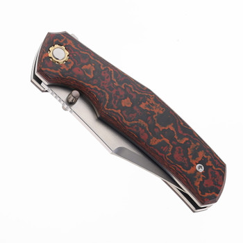 North Mountain Blades Jellyfish Folding Knife Red Titanium/Carbon Fiber Handle M390 Plain Edge NMB-JLLY-POLISH-RED-CF