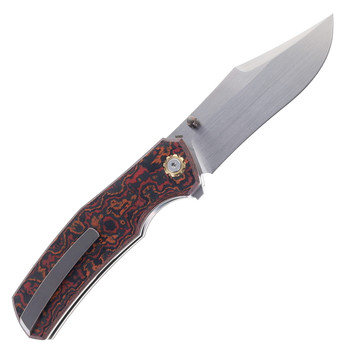 North Mountain Blades Jellyfish Folding Knife Red Titanium/Carbon Fiber Handle M390 Plain Edge NMB-JLLY-POLISH-RED-CF