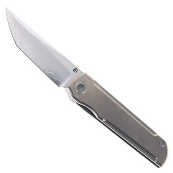 North Mountain Blades Folding Knife Gray Titanium Handle SLD Tanto Edge Groove 2505-D-TI