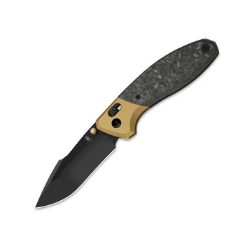 Kizer Staffi Folding Knife Black/Gold Titanium/Carbon Fiber Handle S45VN Harpoon Plain Black Blade Ki3695A1 Kizer Staffi Folding Knife Black/Gold Titanium/Carbon Fiber Handle S45VN Harpoon Plain Black Blade Ki3695A1
