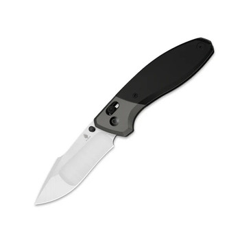 Kizer Staffi Folding Knife Black/Gray Titanium Handle S45VN Harpoon Plain Edge Hand Brushed Finish Ki3695A2