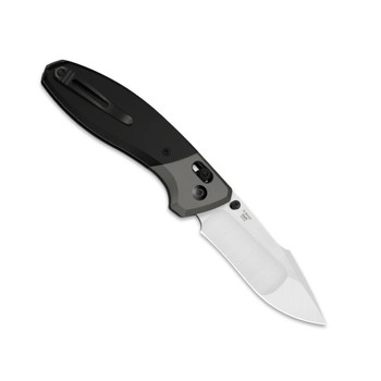 Kizer Staffi Folding Knife Black/Gray Titanium Handle S45VN Harpoon Plain Edge Hand Brushed Finish Ki3695A2